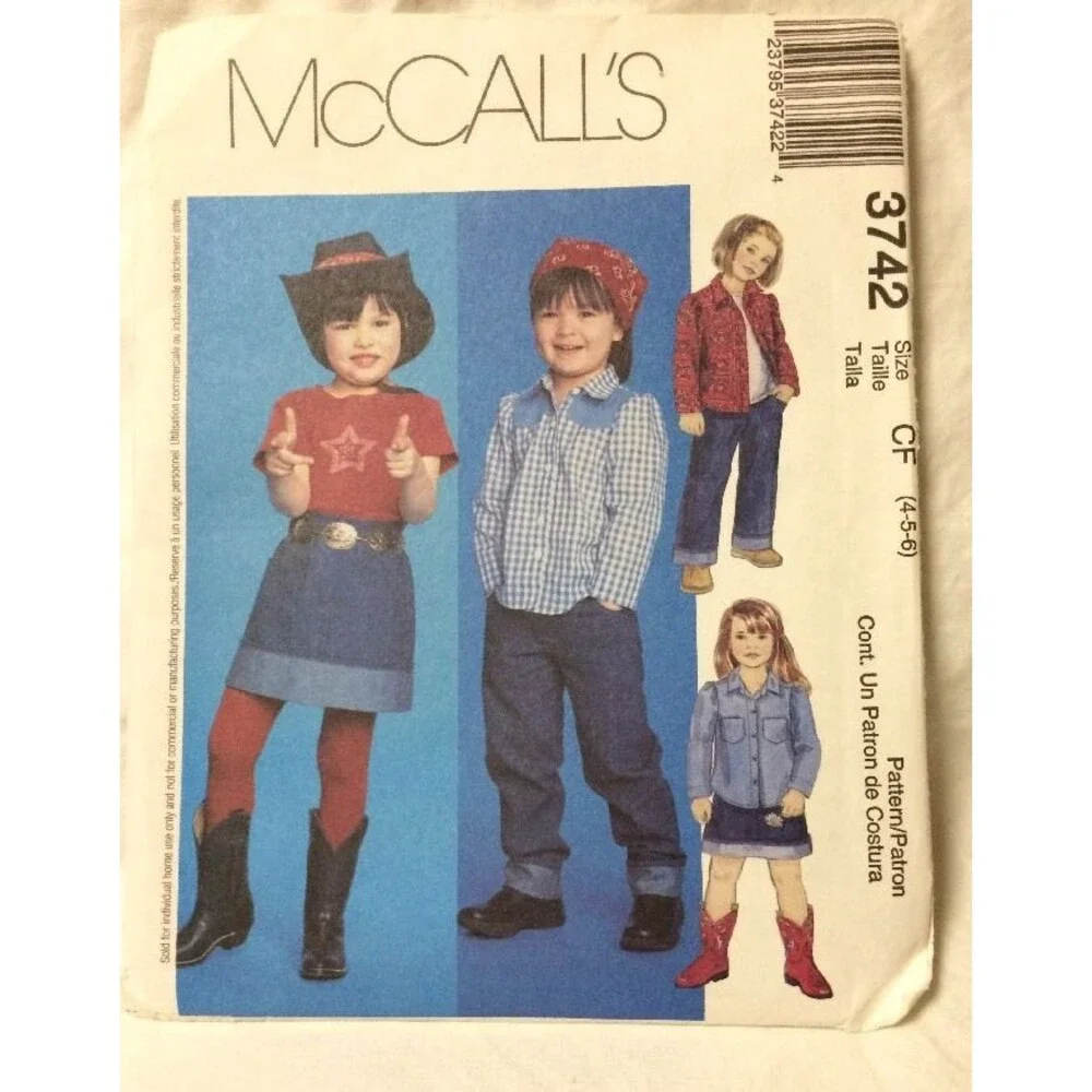 McCalls 2 sewing patterns kids Size 4 5 western shirt jumper jacket 3742 3358